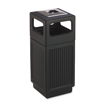 Safco Canmeleon Ash/Trash Receptacle, Square, Polyethylene, 15 gal, Textured Black 9474BL
